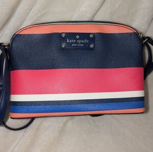 Kate Spade Navy and Pink Striped Crossbody Bag